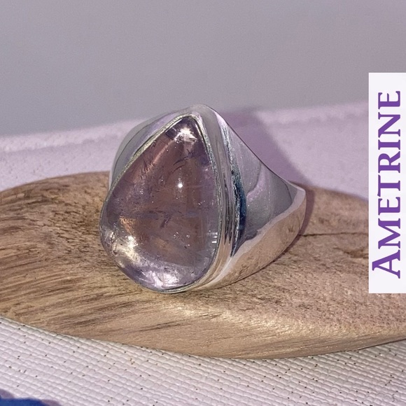 Natural Ametrine Quartz Gemstone Handmade Ring - Picture 1 of 8